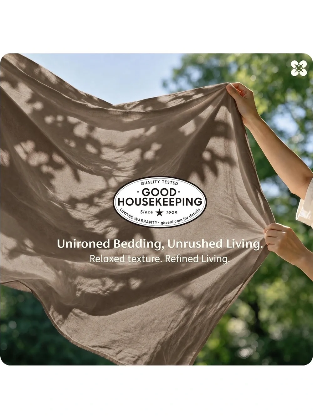 NEW Bedsure 100% Washed Cotton Duvet Cover Oversized King- Lt Brown Minimalistic